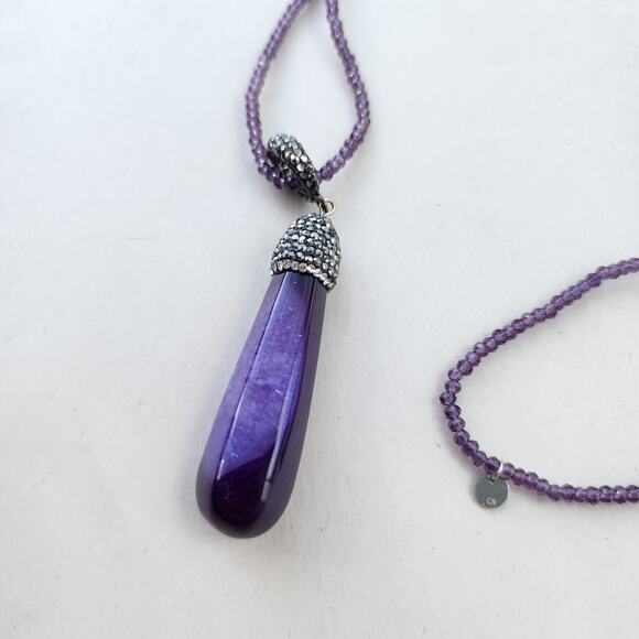 Crown Nine CN Long Necklace 36" Amethyst, Purple Crystal New - Picture 6 of 9